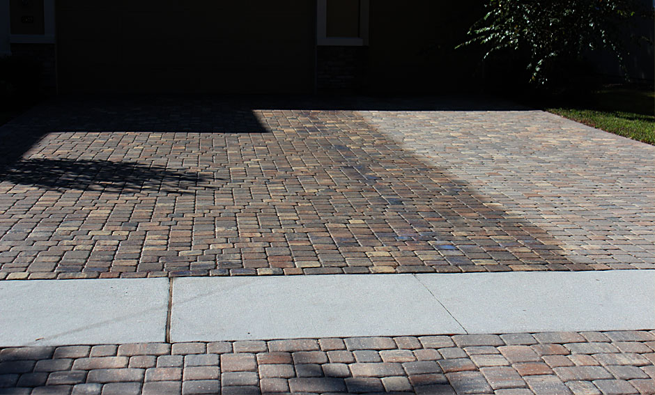 Freshly sealed pavers, after